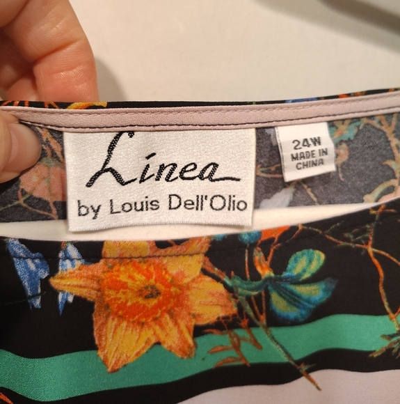 Linea By Louis Dell'Olio Art To Wear Floral Multicolor Woven Top Sz 24W (2X) - Picture 2 of 6
